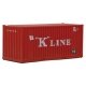 20′ Corrugated Container with Flat Panel - Assembled -- K-Line (red, white), HO, Walthers SceneMaster 8013