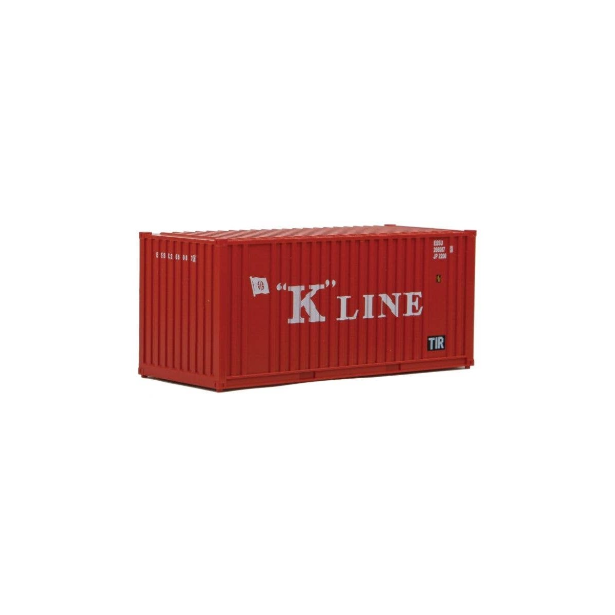 20′ Corrugated Container with Flat Panel - Assembled -- K-Line (red, white), HO, Walthers SceneMaster 8013