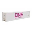 40′ Hi-Cube Smooth-Side Reefer Container - Assembled -- Ocean Network Express - ONE (white, magen, HO, Walthers SceneMaster 83