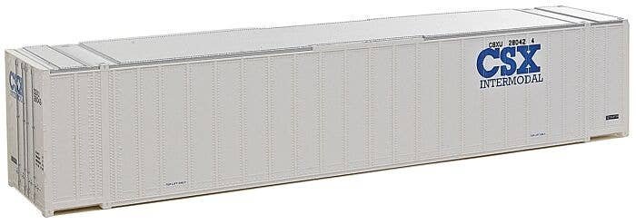 48′ Ribbed Side Container - Assembled -- CSX Intermodal (white, blue), HO, Walthers SceneMaster 8464