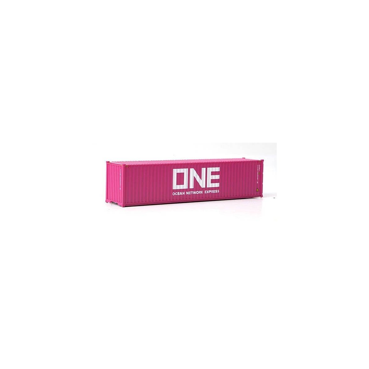 40′ Hi-Cube Corrugated-Side Container - Assembled -- Ocean Network Express - ONE (magenta, white), HO, Walthers SceneMaster 82