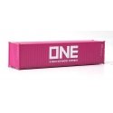 40′ Hi-Cube Corrugated-Side Container - Assembled -- Ocean Network Express - ONE (magenta, white), HO, Walthers SceneMaster 82