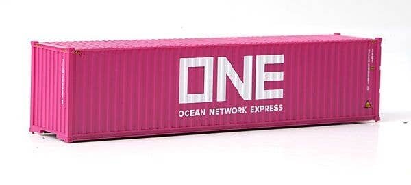 40′ Hi-Cube Corrugated-Side Container - Assembled -- Ocean Network Express - ONE (magenta, white), HO, Walthers SceneMaster 82