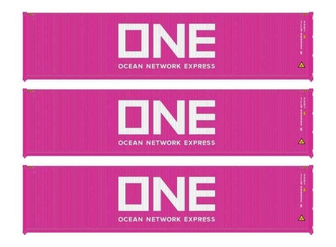 40′ Fully Corrugated Container - 3-Pack -- Ocean Network Express, HO, Walthers SceneMaster 18254