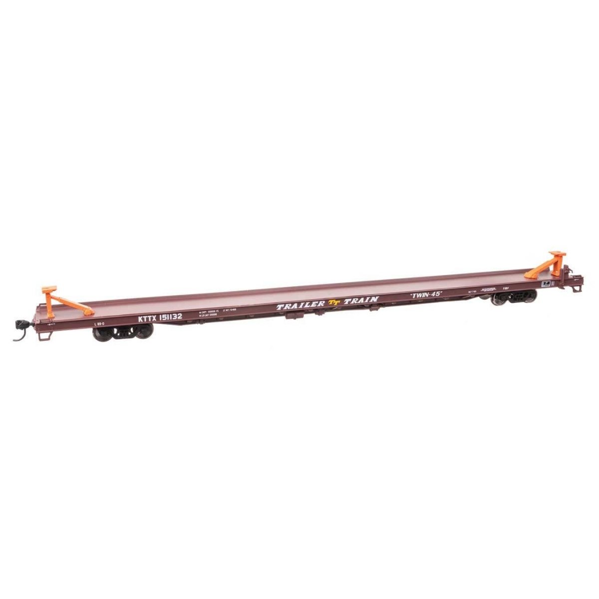 89` Channel Side Flatcar - Ready to Run -- Trailer-Train KTTX 151132 (1960s brown, Twin 45`), HO, WalthersMainline 5750