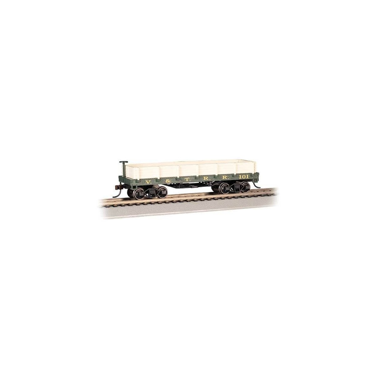 Old-Time Wood Gondola - Ready to Run -- Virginia & Truckee 101 (green, beige)
