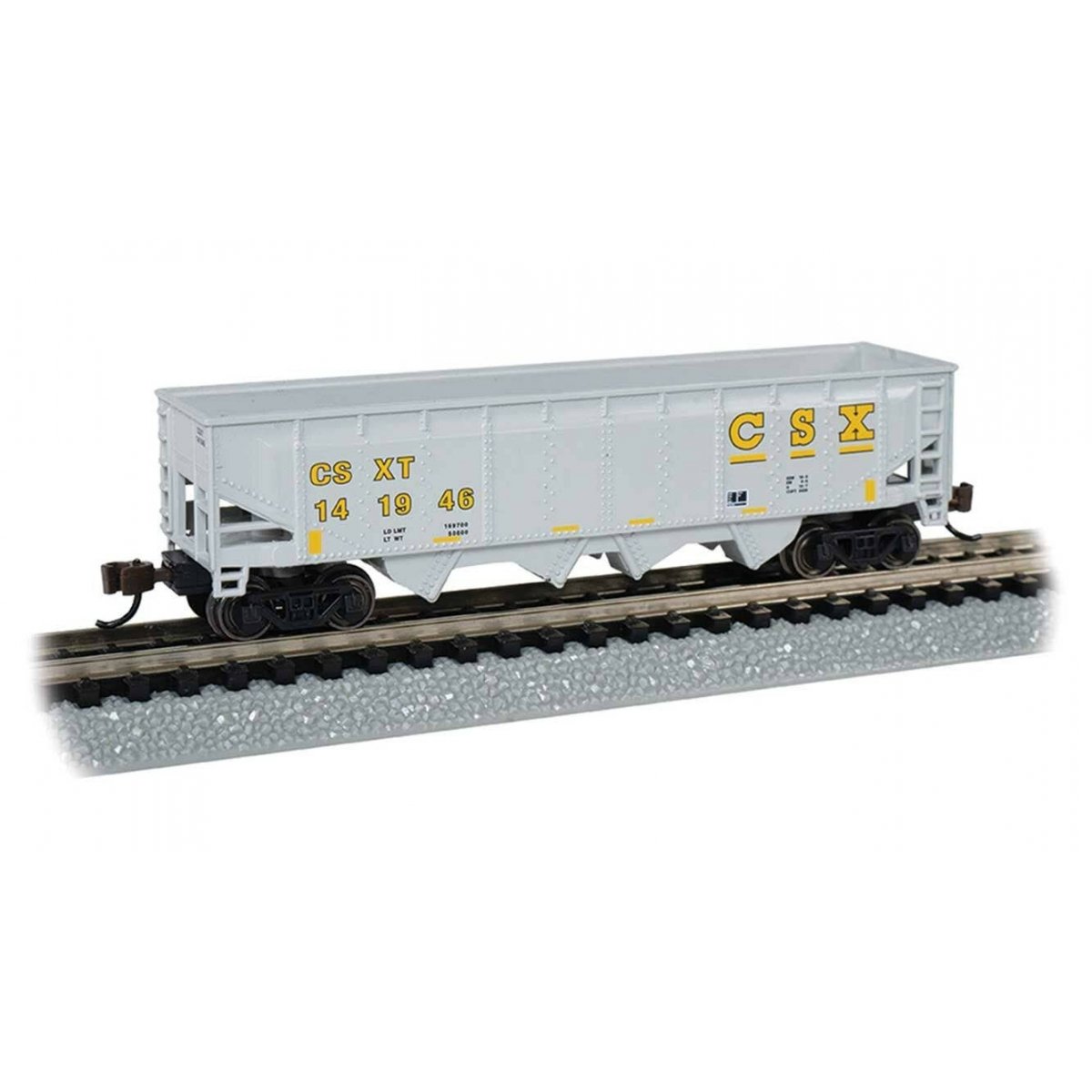 40′ Quad Hopper - Ready to Run -- CSX Transporation 141946 (gray, Yellow Conspicuity Markings)