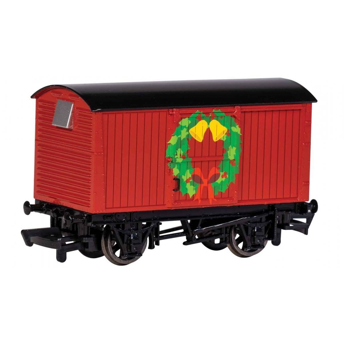 12-Ton Wood Boxcar (Van) - Ready to Run - Thomas & Friends(TM) -- Red, Christmas Wreath