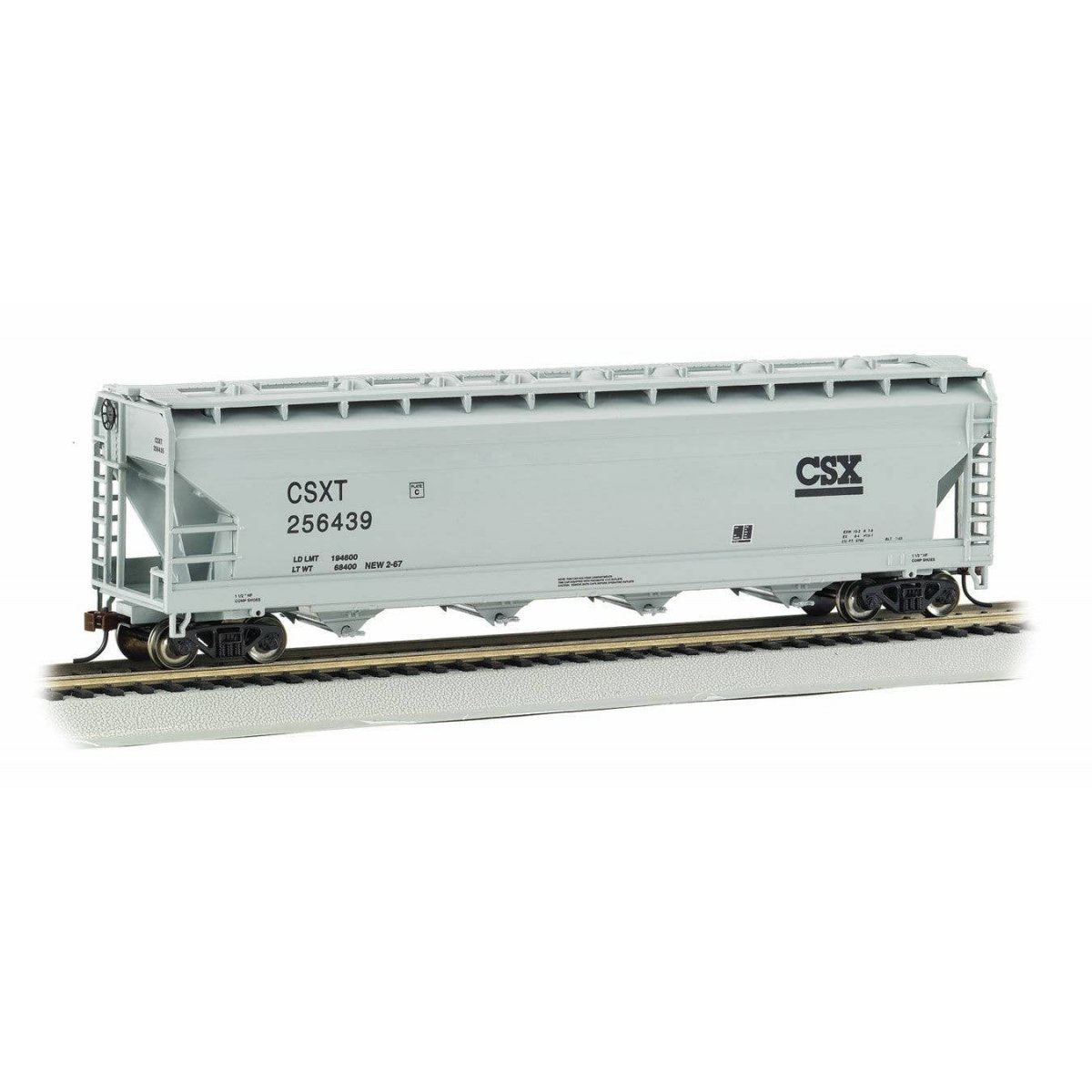 Silver Series(R) 56′ ACF Center-Flow Covered Hopper - Ready to Run -- CSX Transportation 256439 (gray)