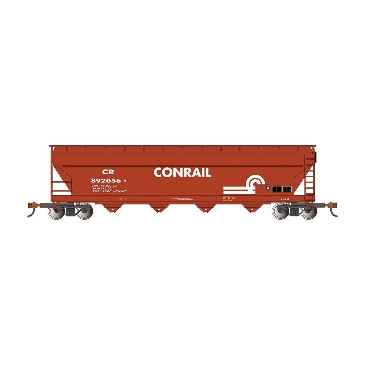 56′ ACF Center-Flow Covered Hopper - Ready to Run - Silver Series(R) -- Conrail (Boxcar Red, white)