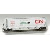 Canadian Cylindrical 4-Bay Grain Hopper - Ready to Run - Silver Series(R) -- Canadian National (white, red Large Noodle, Environ
