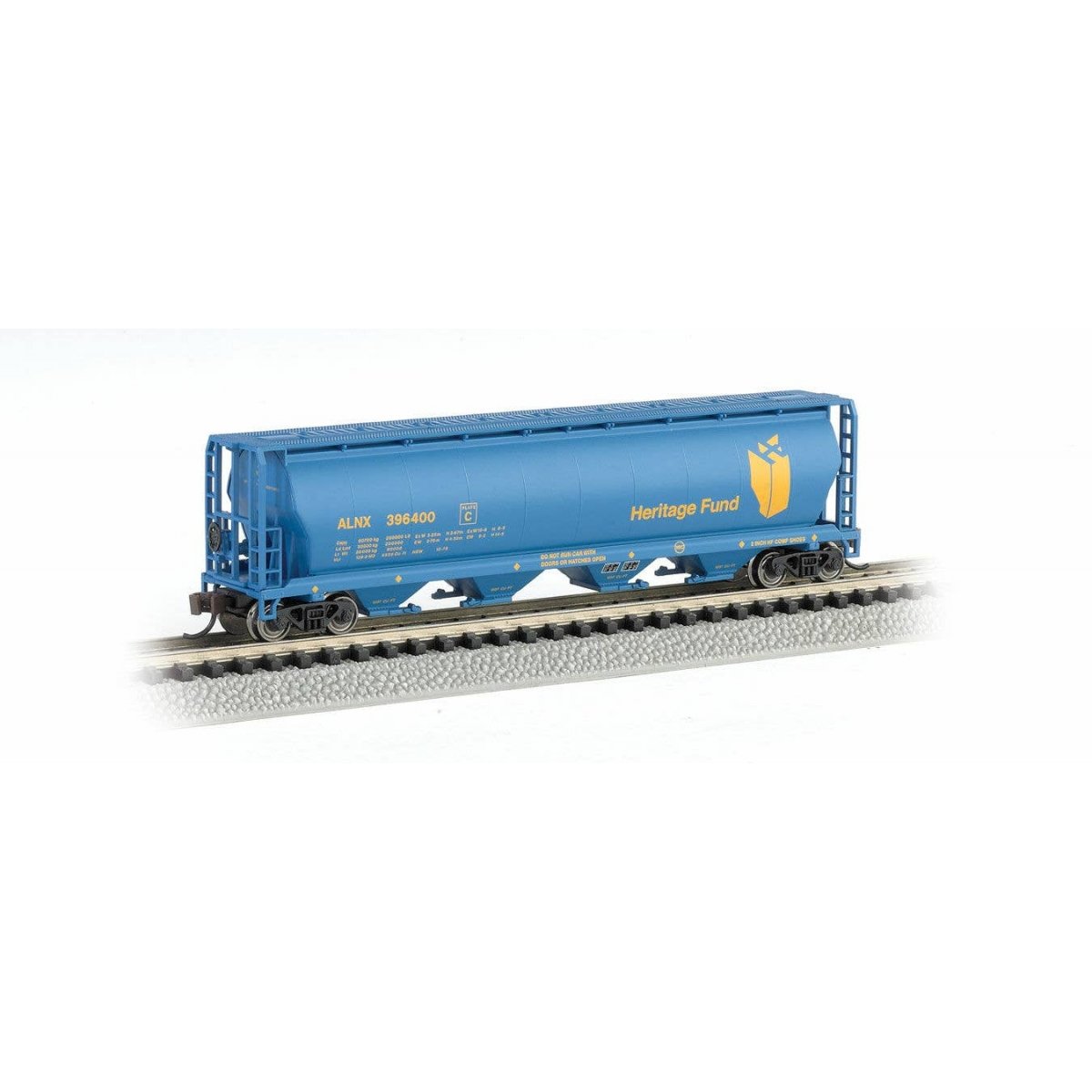 Canadian Cylindrical 4-Bay Grain Hopper - Ready to Run - Silver Series(R) -- Alberta Heritage Fund ALNX (blue, yellow)