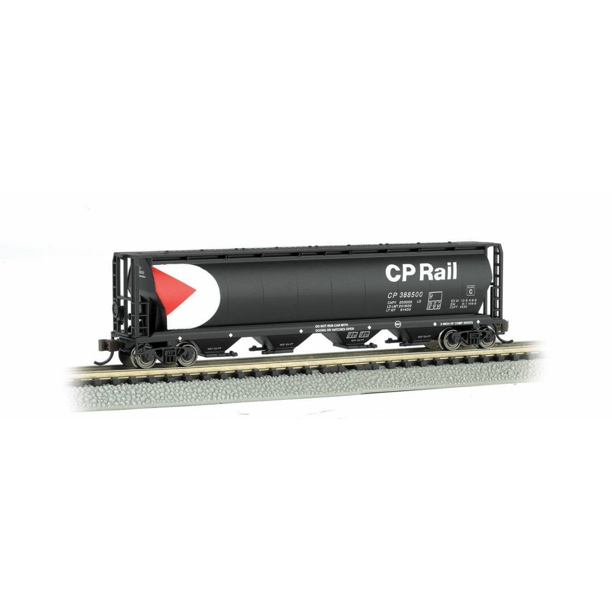 Canadian Cylindrical 4-Bay Grain Hopper - Ready to Run - Silver Series(R) -- Canadian Pacific (black, white, red, Multimark Logo