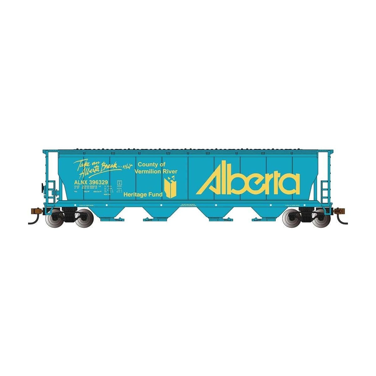 Canadian Cylindrical 4-Bay Grain Hopper - Ready to Run - Silver Series(R) -- Alberta (Vermillion River)
