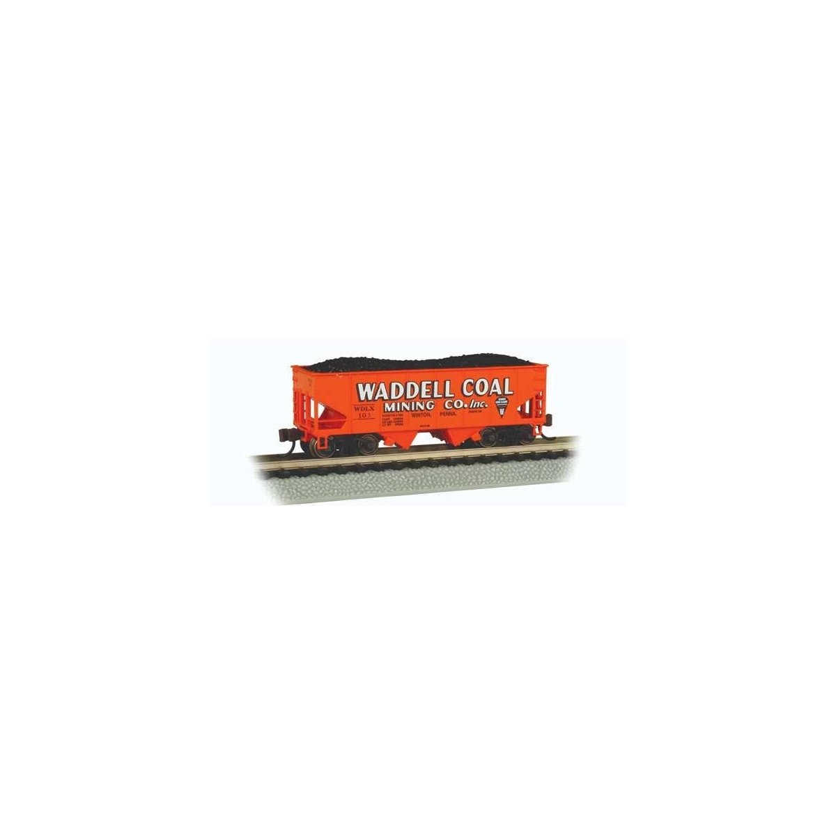 USRA 55-Ton 2-Bay Open Hopper w/Load - Ready to Run - Silver Series(R) -- Waddell Coal WDLX 103 (orange, white, black)