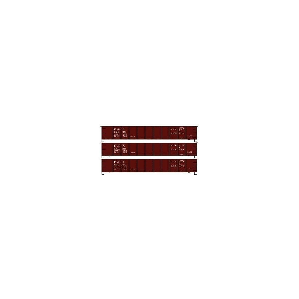 AAR 41′ Steel Gondola 3-Pack - Kit -- Boston & Albany 22039, 22058, 22074 (Boxcar Red)