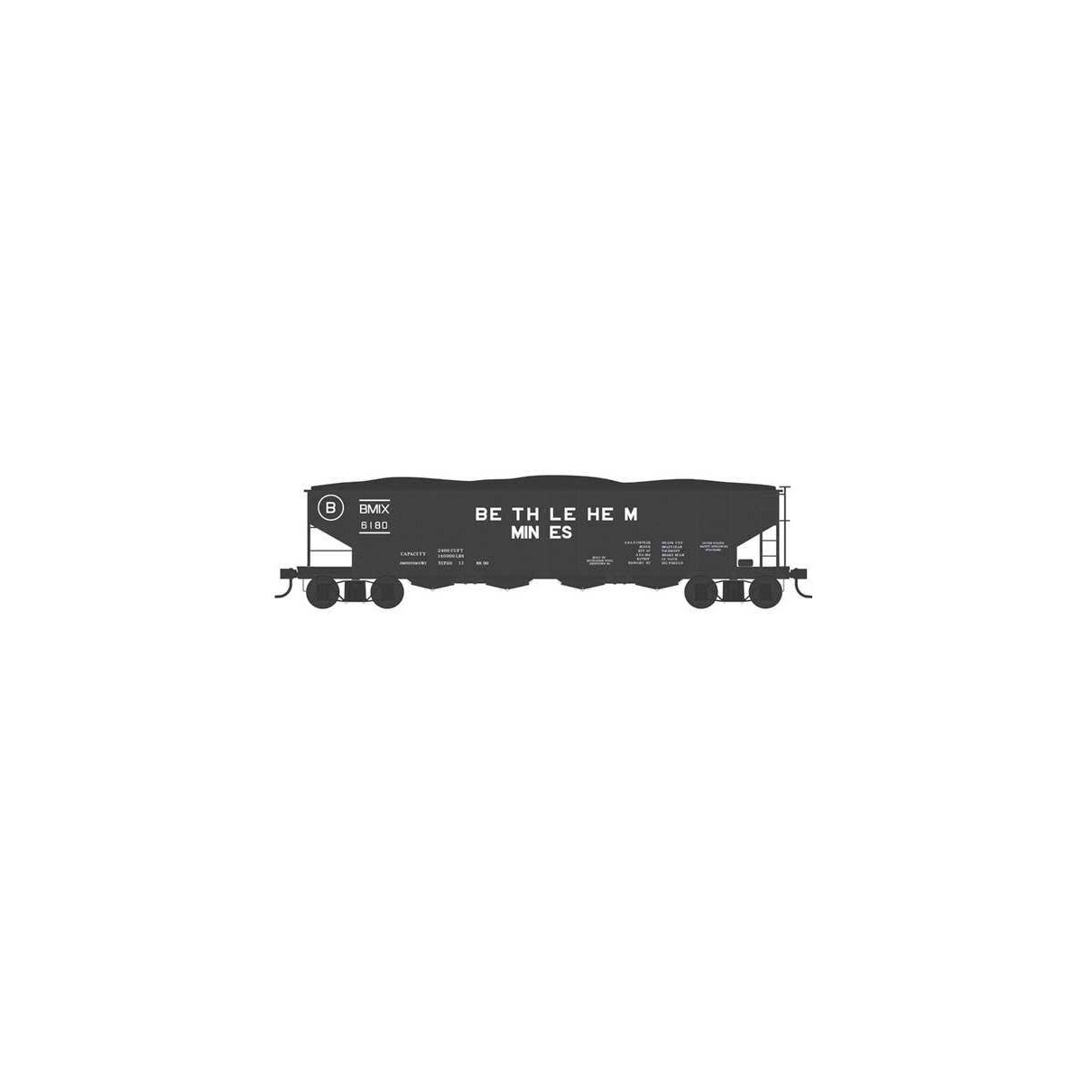 Class H21a 4-Bay Hopper with Clamshell Doors - Ready to Run -- Bethlehem Mines 6230 (black, large lettering)