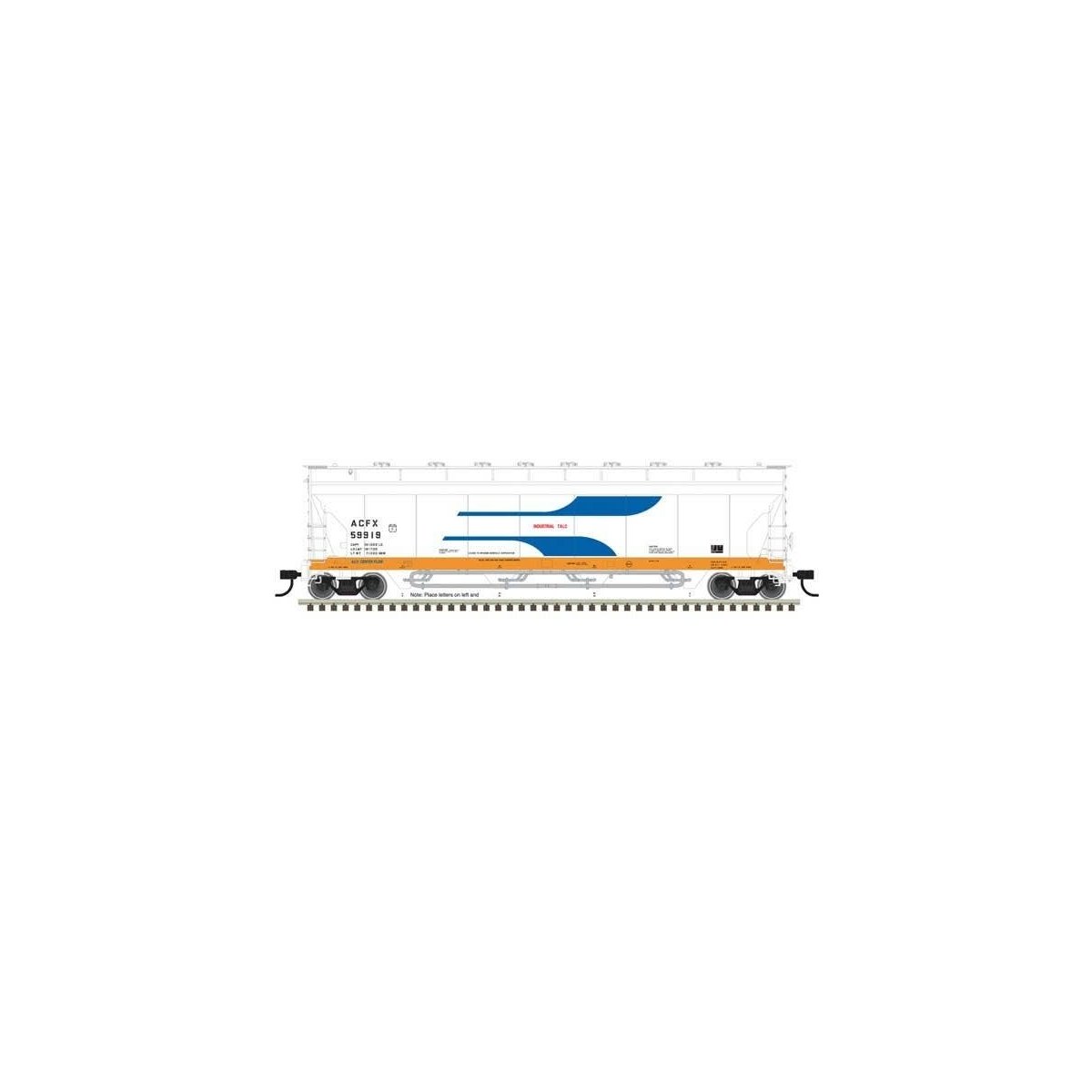 Pressureaide Centerflow Covered Hopper - Ready to Run - Master(R) -- ACFX 59914 (Venturi, white, blue, orange Sill)