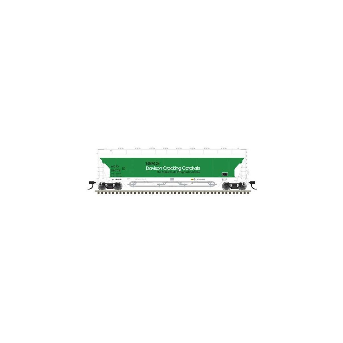 Pressureaide Centerflow Covered Hopper - Ready to Run - Master(R) -- Grace Davison 59783 (green, white)