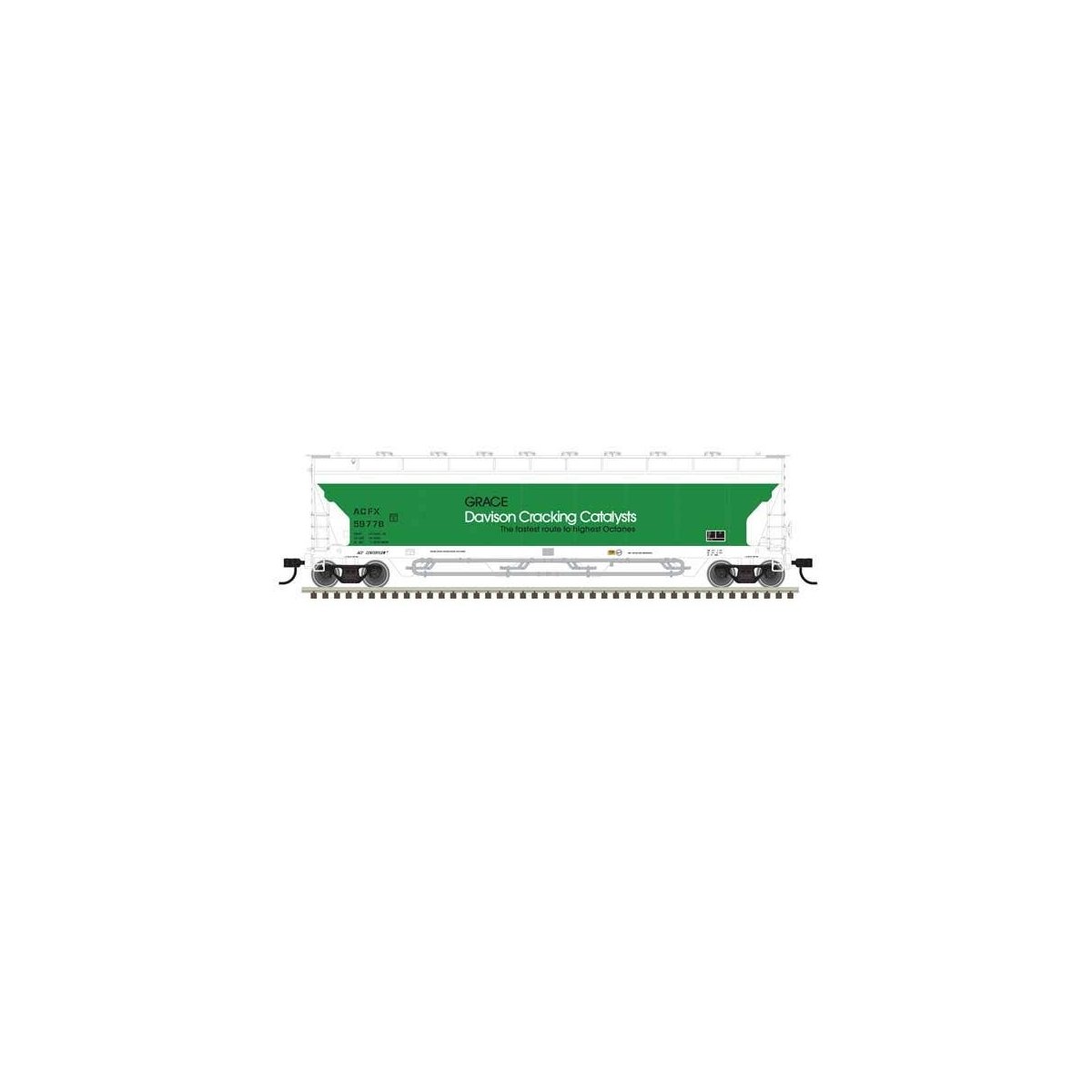 Pressureaide Centerflow Covered Hopper - Ready to Run - Master(R) -- Grace Davison 59771 (green, white)