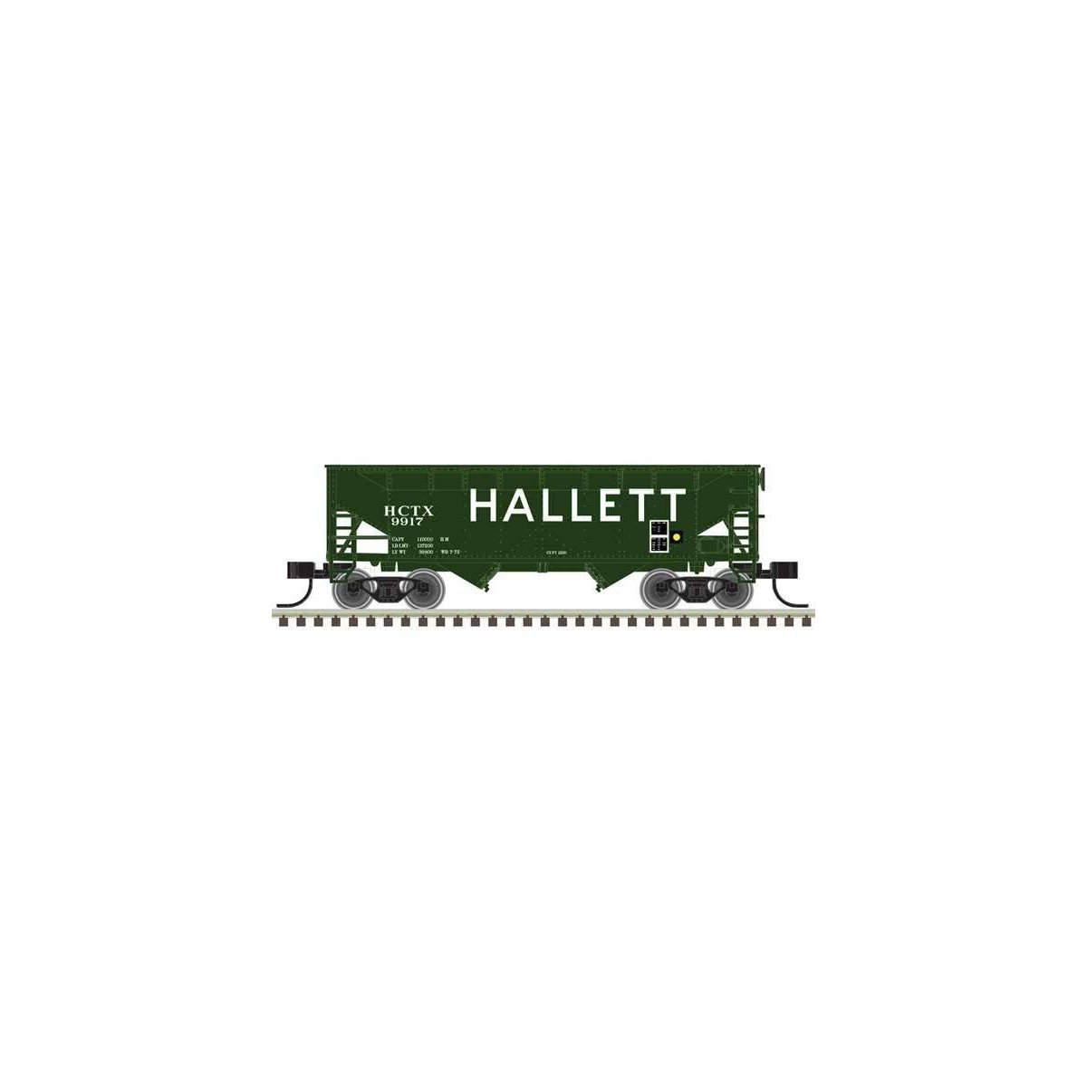 2-Bay Offset-Side Hopper with Flat Ends & Load 3-Pack - Ready to Run - Master( -- Hallett 9937, 9943, 9951 (green, white)