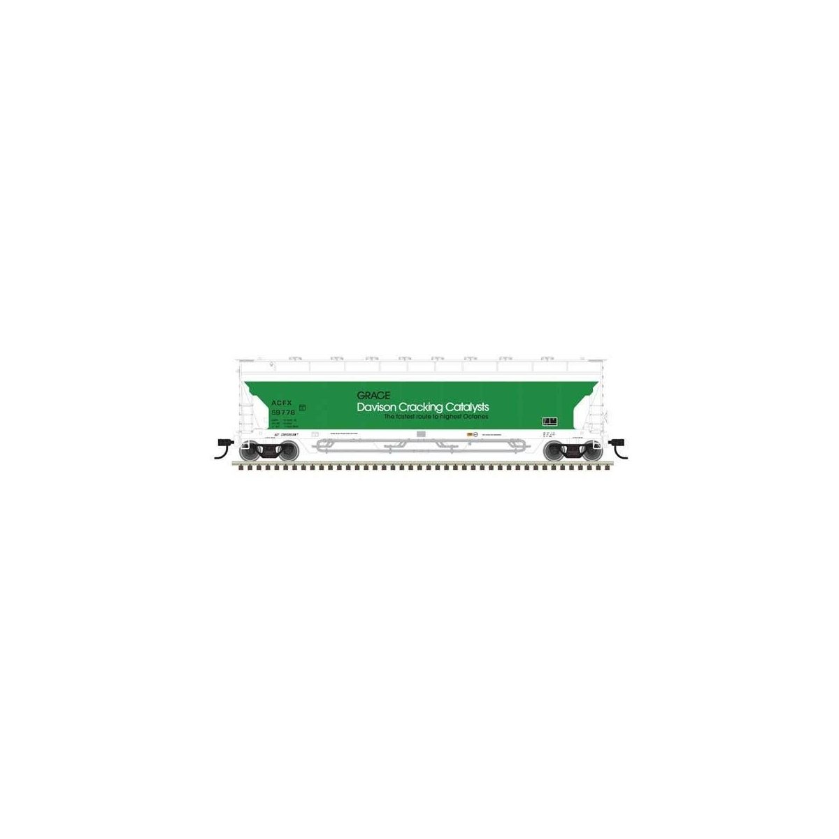 Pressureaide Centerflow Covered Hopper - Ready to Run - Master(R) -- Grace Davison 59778 (green, white)