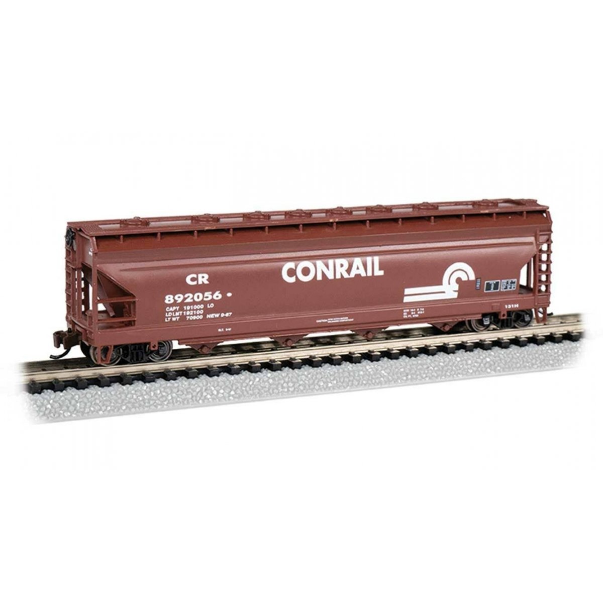56′ 4-Bay Center-Flow Hopper - Ready to Run - Silver Series(R) -- Conrail 892056 (Boxcar Red, white)