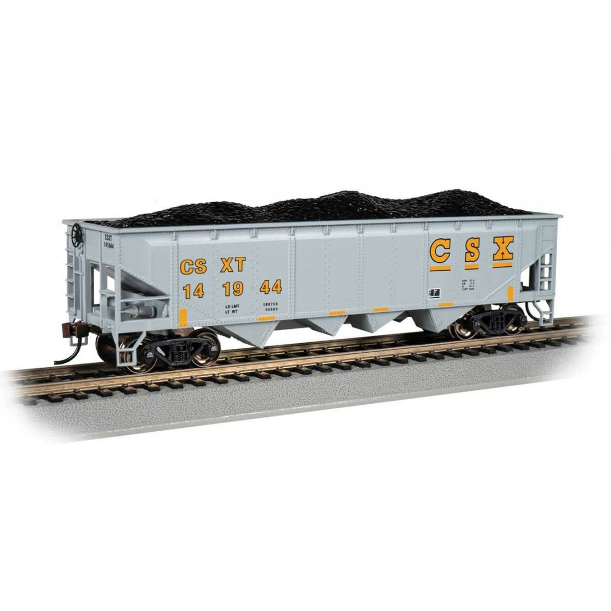 40′ Quad Hopper - Ready to Run - Silver Series(R) -- CSX (gray, yellow)