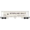 3-Bay Cylindrical Covered Hopper - Ready to Run - Executive Line -- Sterling Salt 61186 (Blt. 1-65, beige, black, Large Letterin