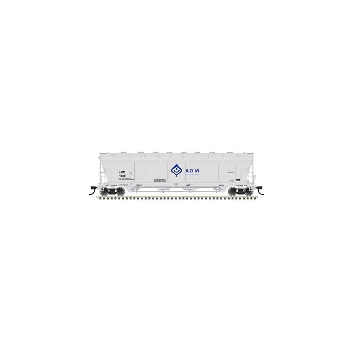 Pressureaide Centerflow Covered Hopper - Ready to Run - Master(R) -- ADM 50003 (gray, blue, Molecule)