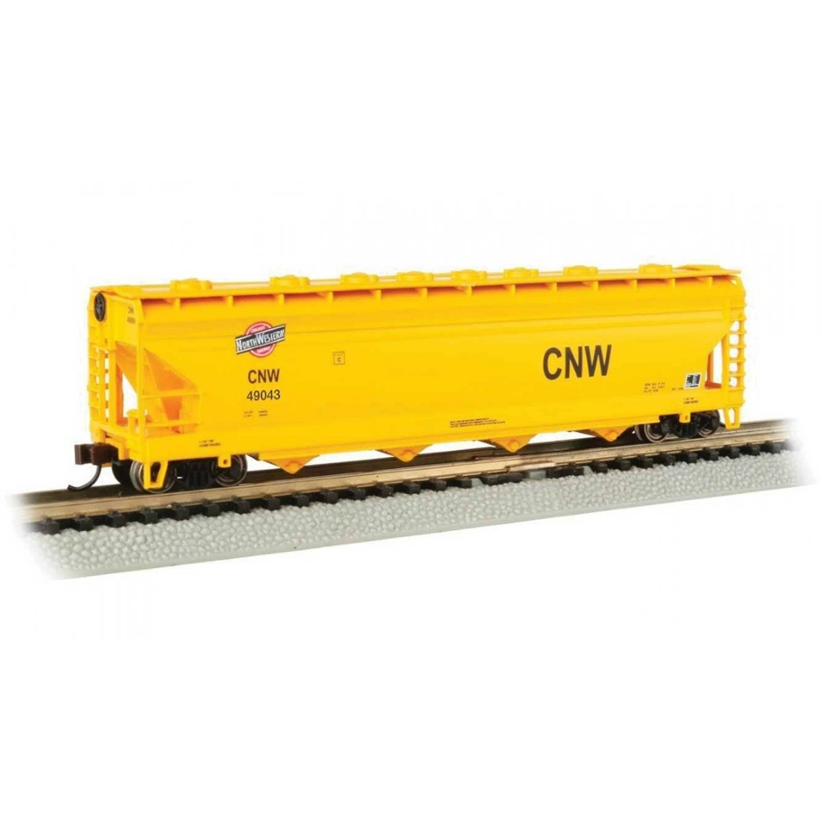 ACF 56′ 4-Bay Center-Flow Hopper - Ready to Run - Silver Series(R) -- Chicago & North Western 49043 (Late Scheme, yellow, blac