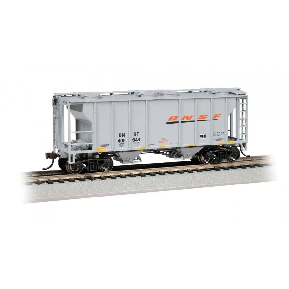 PS-2 2-Bay Covered Hopper - Ready to Run -- BNSF Railway 405648 (gray, orange, black, Wedge Logo)