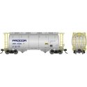 Procor 3,000 Cubic Foot Aluminum Covered Hopper w/Handrail 6-Pack - Ready t -- Procor Ltd. UNPX Set 4 (aluminum, yellow, blue Pr