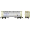 Procor 3,000 Cubic Foot Aluminum Covered Hopper w/Handrail 6-Pack - Ready t -- Procor Ltd. UNPX Set 4 (aluminum, yellow, blue Pr