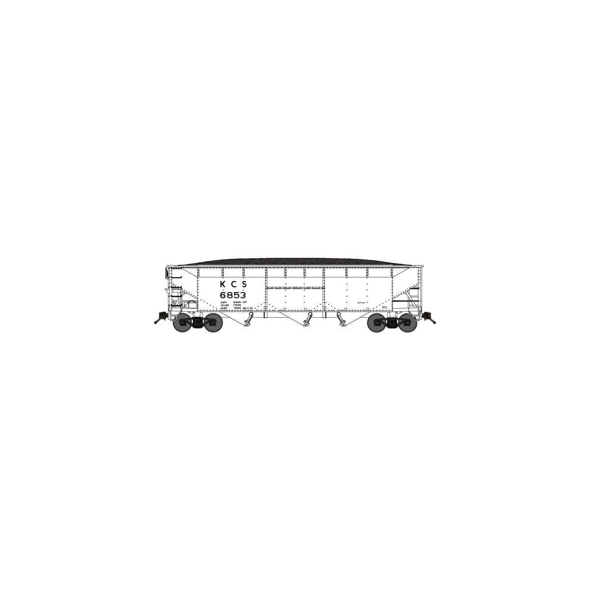 70-Ton Offset-Side 3-Bay Hopper w/Load - Ready to Run -- Kansas City Southern 6829 (white, No Logo)