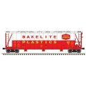 General American 3500 Dry-Flo 3-Bay Covered Hopper - Ready to Run -- Bakelite Plastics UCPX 50196 (red, white), N Atlas Model Ra