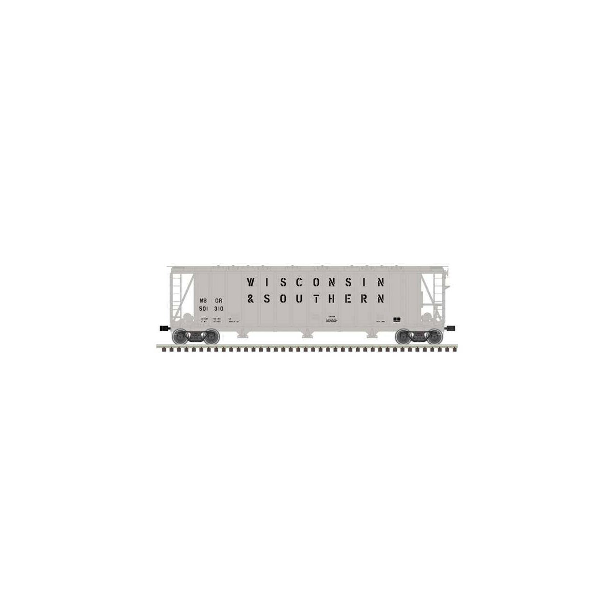 General American 3500 Dry-Flo 3-Bay Covered Hopper - Ready to Run -- Wisconsin Southern 501308 (gray, black)