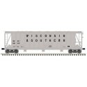 General American 3500 Dry-Flo 3-Bay Covered Hopper - Ready to Run -- Wisconsin Southern 501308 (gray, black), N, Atlas Model Rai