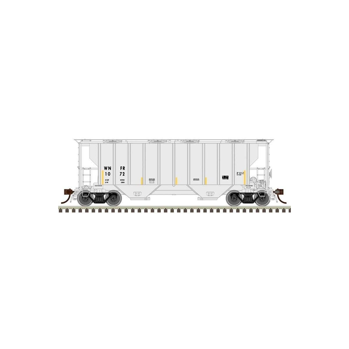 Portec 3000 2-Bay Covered Hopper - Ready to Run - Master(R) Plus -- Winifrede RR WNFR 1178 (gray, black)