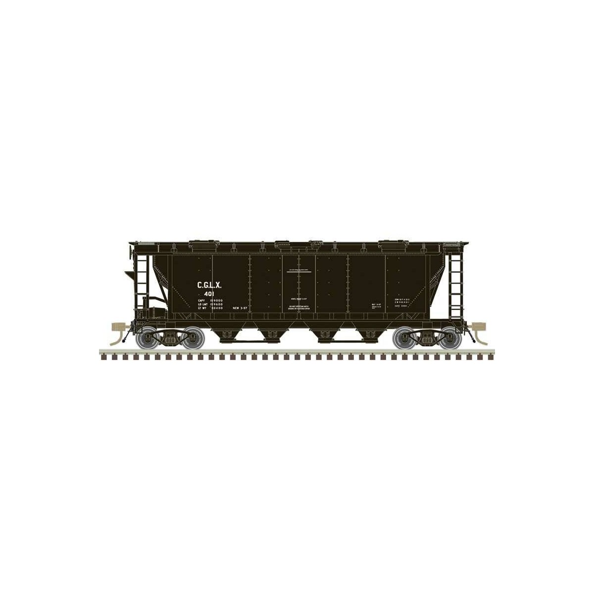 Slab-Side Covered Hopper - Ready to Run - Master(R) -- CGLX 402 (black, white)
