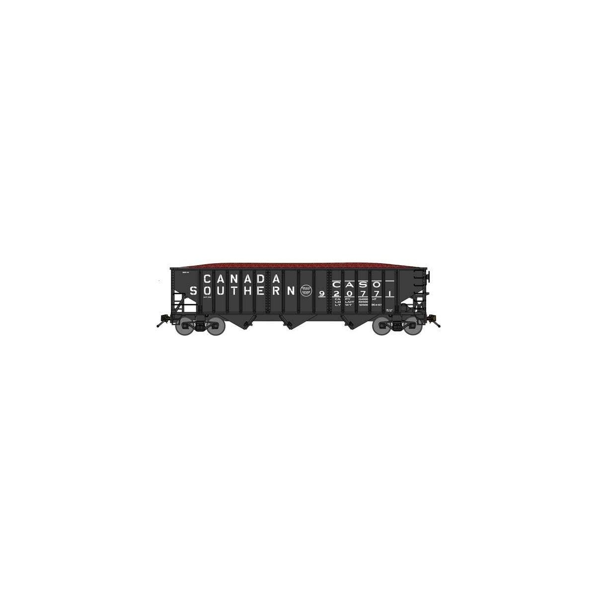 70-Ton 3-Bay 14-Panel Hopper w/Load - Ready to Run -- Canada Southern 906545 (Version 2, black, Billboard Lettering, No Stripes)