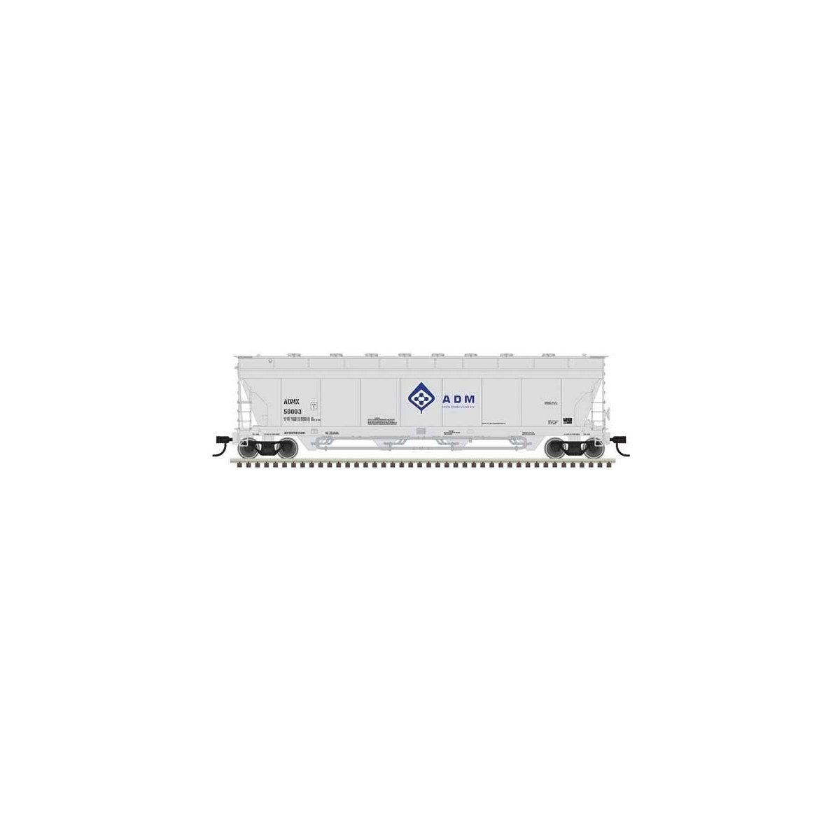 Pressureaide Centerflow Covered Hopper - Ready to Run - Master(R) -- ADM 50007 (gray, blue, Molecule)