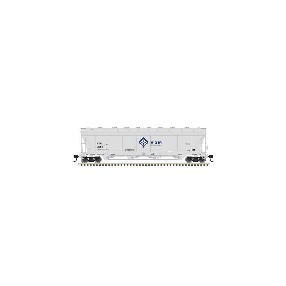 Pressureaide Centerflow Covered Hopper - Ready to Run - Master(R) -- ADM 50031 (gray, blue, Molecule)