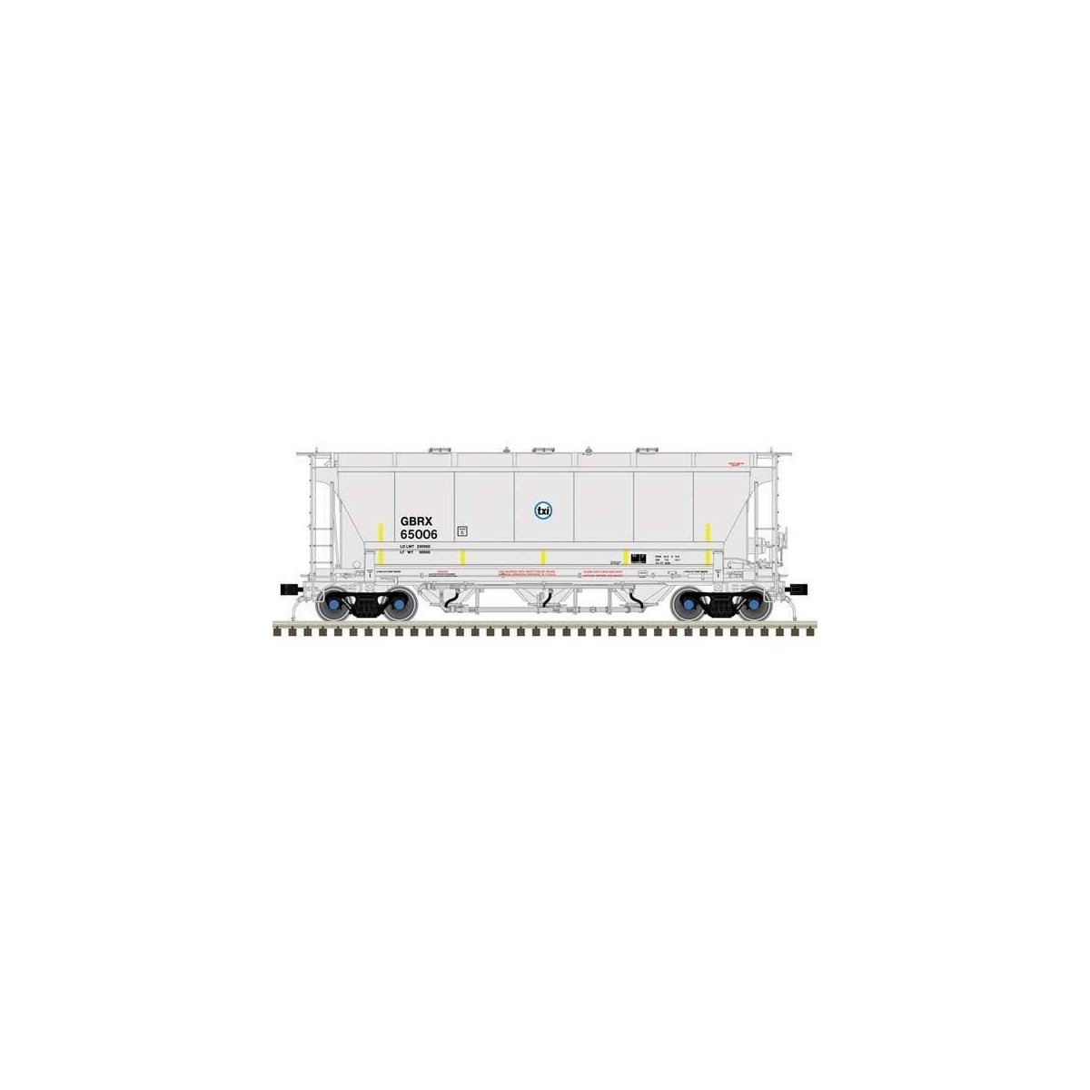 Trinity 3230 Pressure Differential PD Covered Hopper - Ready to Run Master Plu -- TXI GBRX 65005 (gray, black, blue)