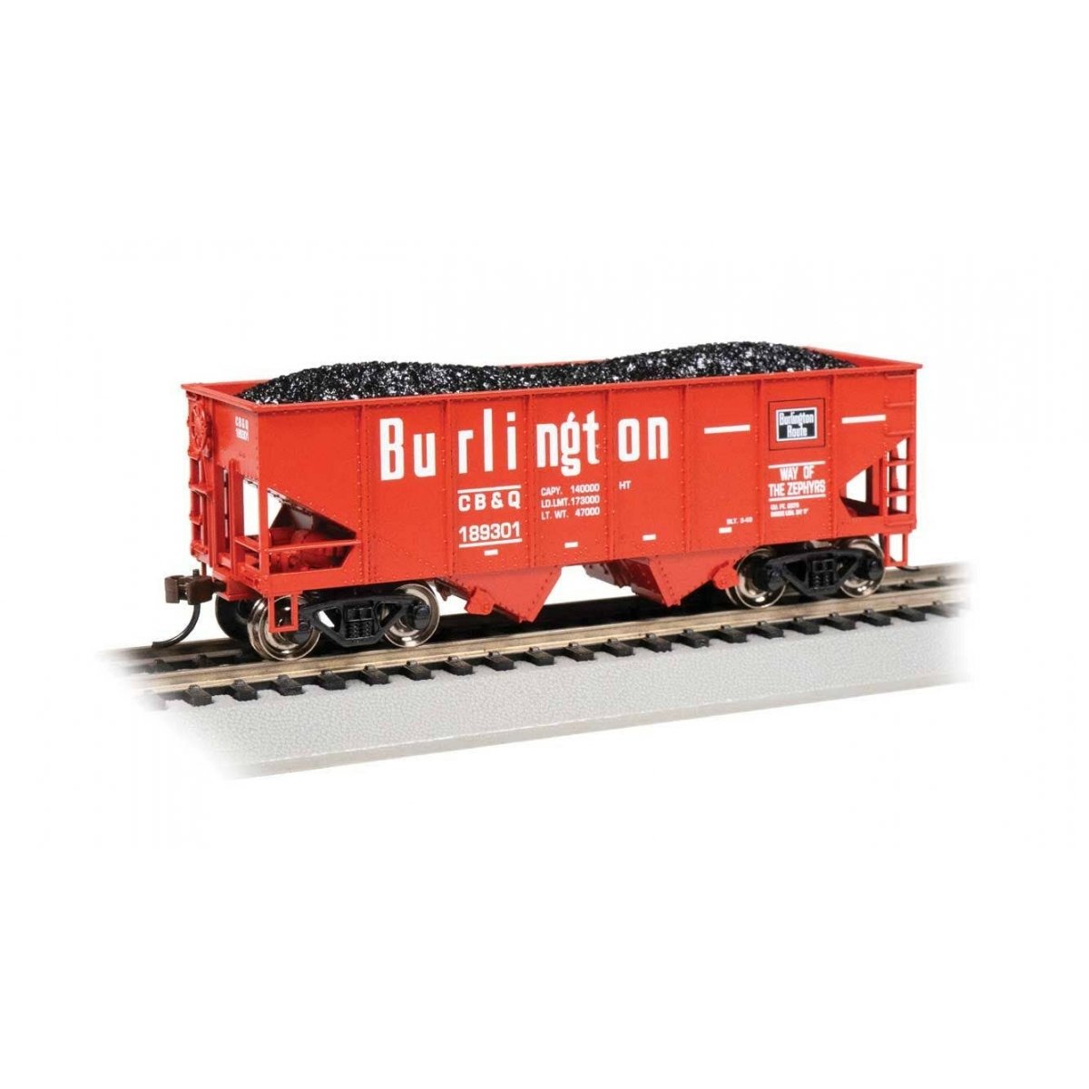 USRA 55-Ton Outside-Braced Hopper with Load - Ready to Run - Silver Series(R) -- Chicago, Burlington & Quincy 189301 (red, black