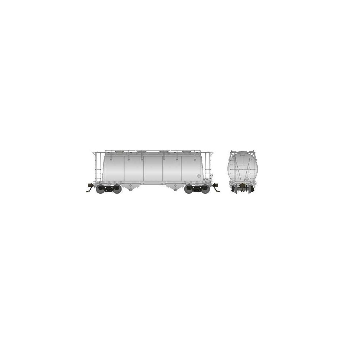Procor 3,000 Cubic Foot Aluminum Covered Hopper w/Handrail - Ready to Run -- Undecorated