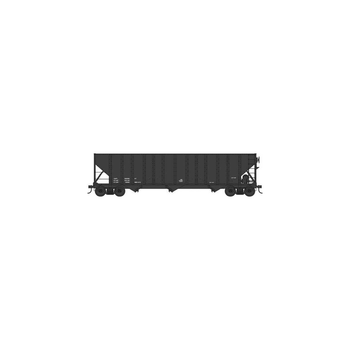 100-Ton 3-Bay Hopper - Ready to Run - Executive Line -- Dimensional Data Only (Blt. 12-72, black)