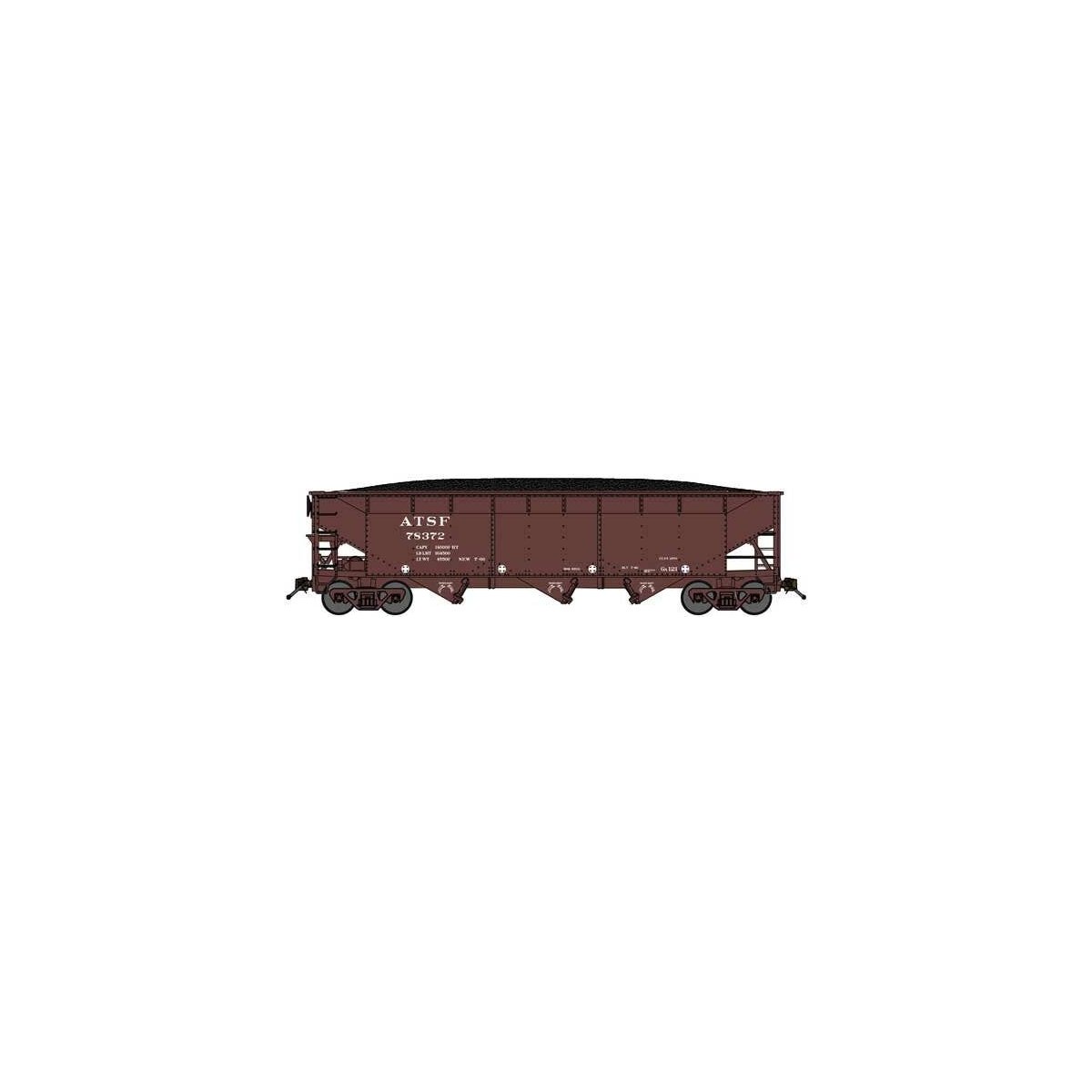 70-Ton Offset-Side 3-Bay Hopper w/Load - Ready to Run -- Santa Fe 78314 (Class Ga-121, Boxcar Red, No Logo)