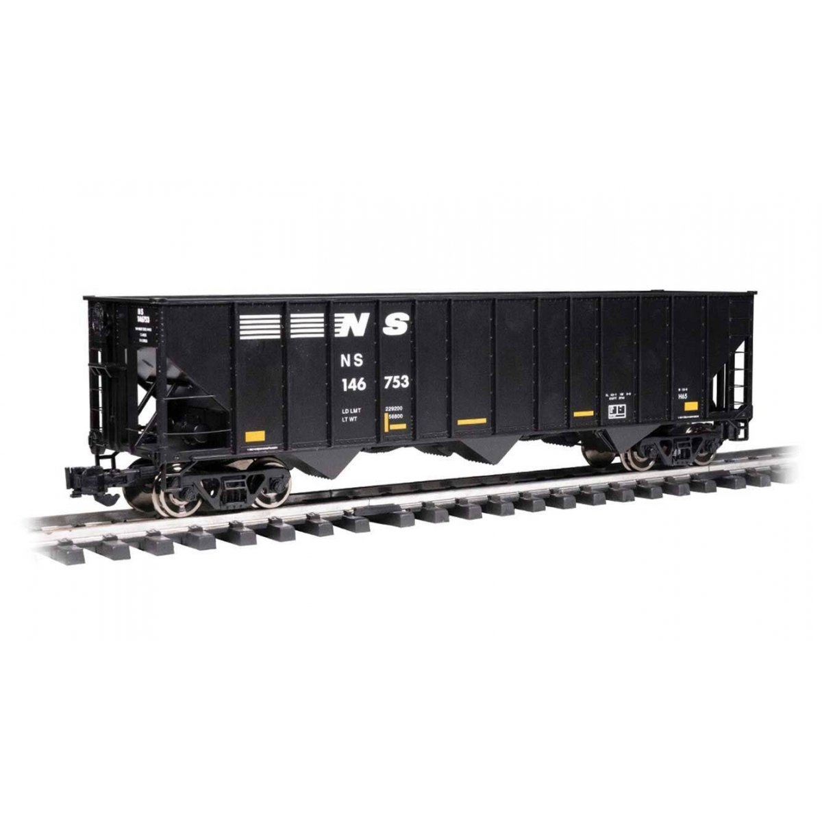 Bethlehem Steel 100-Ton 3-Bay Hopper - Ready to Run -- Norfolk Southern 146753 (black, white)
