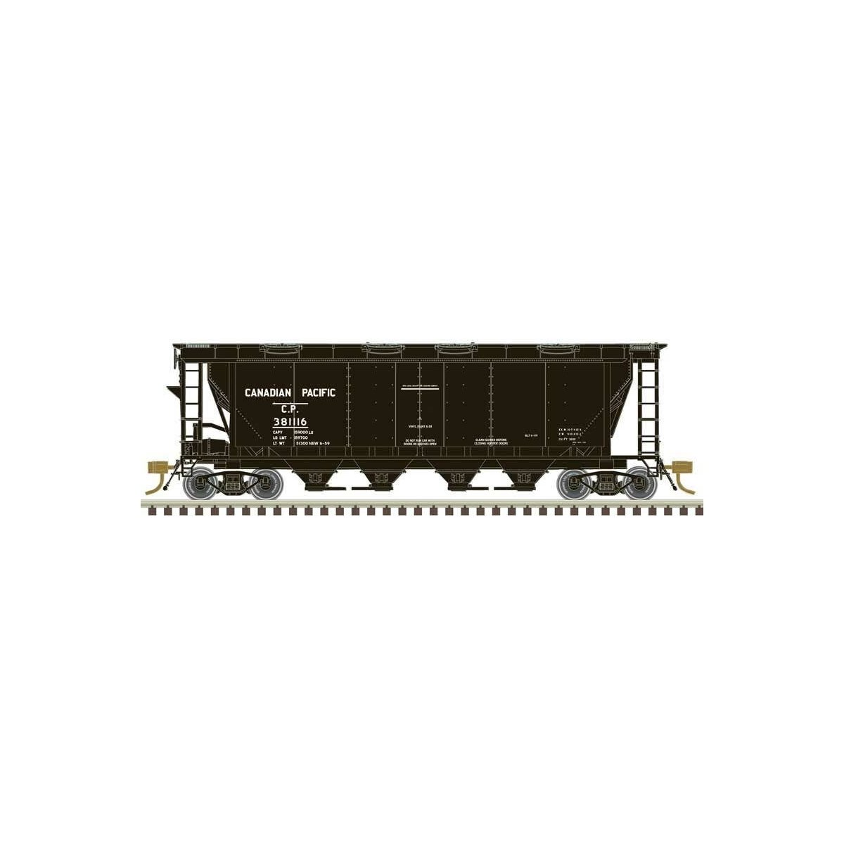 Slab-Side Covered Hopper - Ready to Run - Master(R) -- Canadian Pacific 381260 (black, white)